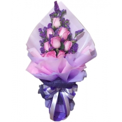 Send 12 Ecuadorian Pink Roses in Bouquet  To Philippines