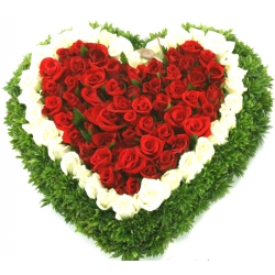 100 Heartshape Red & White Rose in Bouquet Online Delivery to Manila Philippines