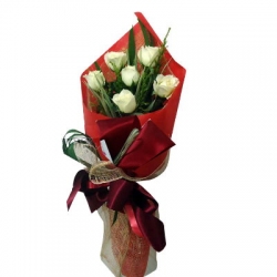 24 White Roses in Bouquet Delivery to Manila Philippines
