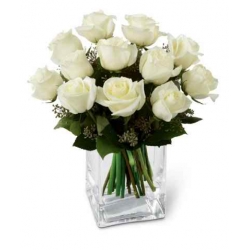 12 White Roses in Vase Delivery to Manila Philippines