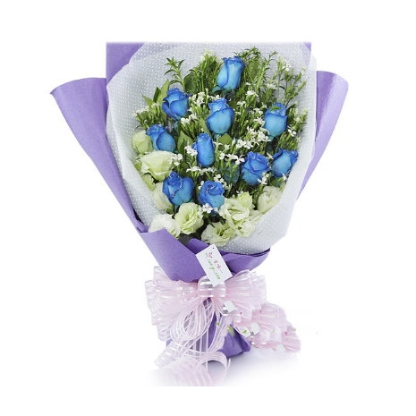 12 Blue & 6 white Roses Bouquet Delivery to Manila Philippines