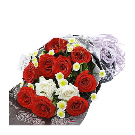 10 Red & 2 White Roses Bouquet Delivery to Manila Philippines